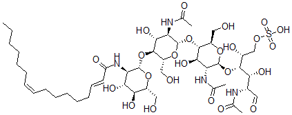 CAS#: 128269-59-0， (E,Z)-O-2-deoxy-2-((1-oxo-2,9-hexadecadienyl)amino)-beta-D-glucopyranosyl-(1-4)-O-2-(acetylamino)-2-deoxy-beta-D-glucopyranosyl-(1-4)-O-2-(acetylamino)-2-deoxy-beta-D-glucopyranosyl-(1-4)-2-(acetylamino)-2-deoxy-D-Glucose 6-(hydrogen sulfate)