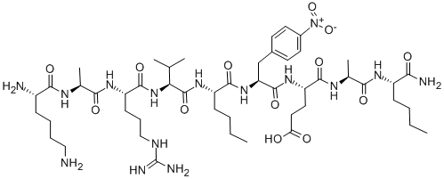 结构式 CAS# 128340-47-6, L-赖氨酰-L-丙氨酰-L-精氨酰-L-缬氨酰-L-正亮氨酰-4-硝基-L-苯丙氨酰-L-alpha-谷氨酰-L-丙氨酰-L-正亮氨酰胺