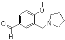 structure of CAS# 128501-84-8, 4-Methoxy-3-(1-Pyrrolidinylmethyl)Benzaldehyde;4-methoxy-3-(pyrrolidinylmethyl)benzaldehyde;4-Methoxy-3-pyrrolidin-1-ylmethyl-benzaldehyde;BAS 02556714