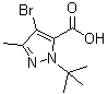 CAS#: 128537-60-0， 4-Bromo-3-Methyl-1-(2-Methyl-2-Propanyl)-1H-Pyrazole-5-Carboxylic Acid