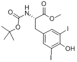 structure of CAS# 128781-80-6, N-[(1,1-Dimethylethoxy)Carbonyl]-3,5-Diiodo-L-Tyrosine Methyl Ester;N-ALPHA-T-BUTOXYCARBONYL-3,5-DIIODO-L-TYROSINE METHYL ESTER;BOC-3,5-DIIODO-L-TYROSINE METHYL ESTER;BOC-3,5-DIIODO-TYROSINE-OME