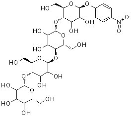 structure of CAS# 129411-62-7, 4-Nitrophenyl beta-D-glycero-hexopyranosyl-(1->4)-beta-D-erythro-hexopyranosyl-(1->4)-beta-D-erythro-hexopyranosyl-(1->4)-beta-D-erythro-hexopyranoside;4-Nitrophenyl ¦Â-D-cellotetraoside;4-Nitroph<wbr>enyl β-D-<wbr>glycero-h<wbr>exopyrano<wbr>syl-(1-&g<wbr>t;4)-β-D-<wbr>erythro-h<wbr>exopyrano<wbr>syl-(1-&g<wbr>t;4)-β-D-<wbr>erythro-h<wbr>exopyrano<wbr>syl-(1-&g<wbr>t;4)-β-D-<wbr>erythro-h<wbr>exopyrano<wbr>side;β-D-eryth<wbr>ro-Hexopy<wbr>ranoside,<wbr> 4-nitrop<wbr>henyl O-β<wbr>-D-glycer<wbr>o-hexopyr<wbr>anosyl-(1<wbr>->4)-O<wbr>-β-D-eryt<wbr>hro-hexop<wbr>yranosyl-<wbr>(1->4)<wbr>-O-β-D-er<wbr>ythro-hex<wbr>opyranosy<wbr>l-(1-><wbr>4)-