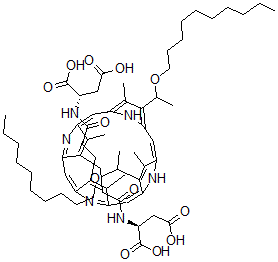 CAS#: 129901-59-3， N,N'-((7,12-Bis(1-(Decyloxy)Ethyl)-3,8,13,17-Tetramethyl-21H,23H-Porphine-2,18-Diyl)Bis(1-Oxo-3,1-Propanediyl))Bis-L-Aspartic Acid