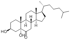 structure of CAS# 13027-33-3, 5alpha-Cholestan-3beta,5alpha-Diol-6-One;(3S,5R,8S,9S,10R,13R,14S,17R)-17-[(1R)-1,5-Dimethylhexyl]-3,5-Dihydroxy-10,13-Dimethyl-2,3,4,7,8,9,11,12,14,15,16,17-Dodecahydro-1H-Cyclopenta[A]Phenanthren-6-One;Yakkasterone;3Beta,5Alpha-Dihydroxycholestan-6-One