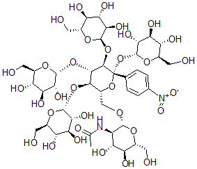 CAS 登录号：130342-76-6， N-[(2R,3R,4R,5S,6R)-4,5-二羟基-6-(羟基甲基)-2-[[(2R,3R,4S,5R,6R)-6-(4-硝基苯基)-3,4,5,6-四[[(2R,3R,4S,5S,6R)-3,4,5-三羟基-6-(羟基甲基)四氢吡喃-2-基]氧基]四氢吡喃-2-基]甲氧基]四氢吡喃-3-基]乙酰胺