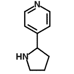 structure of CAS# 130343-15-6, 4-(2-Pyrrolidinyl)Pyridine;(±)-4-(Pyrrolidin-2-yl)pyridine;[128562-25-4];2-(4-Pyridyl)pyrrolidine