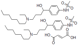 CAS#: 130350-52-6， (+-)-4'-(4-(Ethylheptylamino)-1-hydroxybutyl)methanesulfonanilide fumarate (2:1)