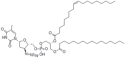 CAS#: 130466-13-6， [(2R)-1-[[(2S,3S,5R)-3-Azido-5-(5-Methyl-2,4-Dioxopyrimidin-1-Yl)Oxolan-2-Yl]Methoxy-Hydroxyphosphoryl]Oxy-3-Hexadecanoyloxypropan-2-Yl] (Z)-Octadec-9-Enoate