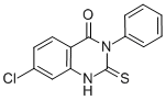 structure of CAS# 13165-15-6, 7-Chloro-2,3-Dihydro-3-Phenyl-2-Thioxo-4(1H)-Quinazolinone;7-Chloro-3-Phenyl-2-Thioxo-1H-Quinazolin-4-One;Zinc03316886;Oprea1_702587