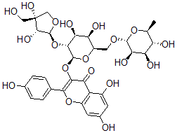 CAS#: 132185-73-0， 3-[(2S,3R,4S,5R,6R)-3-[(2S,3R,4R)-3,4-Dihydroxy-4-(Hydroxymethyl)Oxolan-2-Yl]Oxy-4,5-Dihydroxy-6-[[(2R,3R,4R,5R,6S)-3,4,5-Trihydroxy-6-Methyloxan-2-Yl]Oxymethyl]Oxan-2-Yl]Oxy-5,7-Dihydroxy-2-(4-Hydroxyphenyl)Chromen-4-One