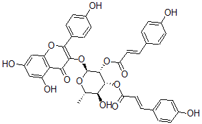 CAS#: 133740-25-7， [(2S,3R,4R,5S,6S)-2-[5,7-Dihydroxy-2-(4-Hydroxyphenyl)-4-Oxochromen-3-Yl]Oxy-5-Hydroxy-3-[(E)-3-(4-Hydroxyphenyl)Prop-2-Enoyl]Oxy-6-Methyloxan-4-Yl] (E)-3-(4-Hydroxyphenyl)Prop-2-Enoate