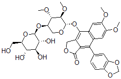 CAS#: 133882-75-4， 4-(1,3-Benzodioxol-5-Yl)-9-[(2S,3R,4S,5R)-3,4-Dimethoxy-5-[(2S,3R,4S,5S,6R)-3,4,5-Trihydroxy-6-(Hydroxymethyl)Oxan-2-Yl]Oxyoxan-2-Yl]Oxy-6,7-Dimethoxy-1H-Benzo[f][2]Benzoxol-3-One