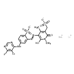CAS 登录号：134595-59-8， 锂钠4-[(5-氯-6-氟-4-嘧啶基)氨基]-2-{[2-羟基-1,4-二甲基-6-氧代-5-(磺酸甲基)-1,6-二氢-3-吡啶基]偶氮}苯磺酸酯(1:1:1)