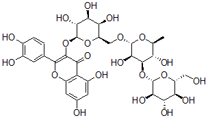 CAS#: 134953-93-8， 3-[(2S,3R,4S,5R,6R)-6-[[(2R,3R,4R,5S,6S)-3,5-Dihydroxy-6-Methyl-4-[(2S,3R,4S,5S,6R)-3,4,5-Trihydroxy-6-(Hydroxymethyl)Oxan-2-Yl]Oxyoxan-2-Yl]Oxymethyl]-3,4,5-Trihydroxyoxan-2-Yl]Oxy-2-(3,4-Dihydroxyphenyl)-5,7-Dihydroxychromen-4-One