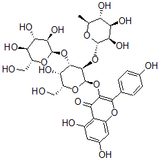 CAS#: 134953-94-9， 5,7-Dihydroxy-3-[(2R,3R,4S,5S,6R)-5-Hydroxy-6-(Hydroxymethyl)-4-[(2R,3R,4S,5S,6R)-3,4,5-Trihydroxy-6-(Hydroxymethyl)Oxan-2-Yl]Oxy-3-[(2S,3R,4R,5R,6S)-3,4,5-Trihydroxy-6-Methyloxan-2-Yl]Oxyoxan-2-Yl]Oxy-2-(4-Hydroxyphenyl)Chromen-4-One