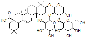 CAS#: 135560-19-9， (3beta)-3-((O-beta-D-Glucopyranosyl-(1-2)-O-beta-D-xylopyranosyl-(1-2)-alpha-L-arabinopyranosyl)oxy)-Olean-12-en-28-oic acid