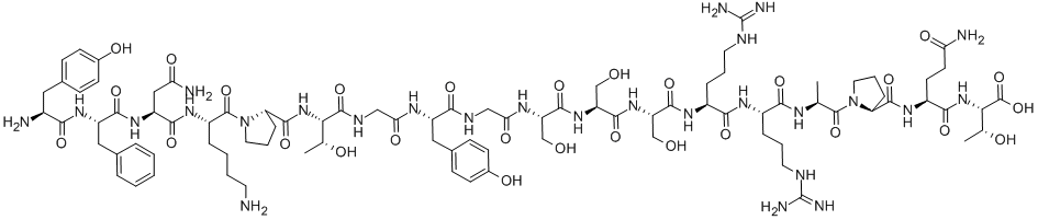 CAS#: 135861-49-3， L-Tyrosyl-L-Phenylalanyl-L-Asparaginyl-L-Lysyl-L-Prolyl-L-Threonylglycyl-L-Tyrosylglycyl-L-Seryl-L-Seryl-L-Seryl-L-Arginyl-L-Arginyl-L-Alanyl-L-Prolyl-L-Glutaminyl-L-Threonine