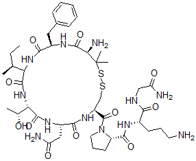 CAS#: 136429-81-7， 1-(3-mercapto-L-valine)-2-D-phenylalanine-4-L-threonine-8-L-ornithine-Oxytocin