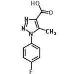 structure of CAS# 136689-94-6, 1-(4-Fluorophenyl)-5-Methyl-1H-1,2,3-Triazole-4-Carboxylic Acid;1-(4-Fluorophenyl)-5-methyl-1,2,3-triazole-4-carboxylic Acid;1-(4-Fluo<wbr>ro-phenyl<wbr>)-5-methy<wbr>l-1H-[1,2<wbr>,3]triazo<wbr>le-4-carb<wbr>oxylic ac<wbr>id;MFCD07397776