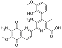 CAS#: 136803-89-9， (4E)-5-Amino-6-(7-Amino-6-Methoxy-5,8-Dioxoquinolin-2-Yl)-4-(5-Methoxy-6-Oxo-1-Cyclohexa-2,4-Dienylidene)-3-Methyl-1H-Pyridine-2-Carboxylic Acid