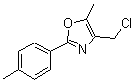 structure of CAS# 137090-44-9, 4-(Chloromethyl)-5-Methyl-2-(4-Methylphenyl)-1,3-Oxazole;4-(chloromethyl)-5-methyl-2-(4-methylphenyl)-1,3-oxazole;MFCD08059927;oxazole, 4-(chloromethyl)-5-methyl-2-(4-methylphenyl)