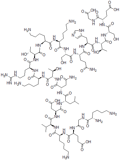 CAS#: 137593-46-5， L-Lysylglycyl-L-alpha-Glutamyl-L-Lysyl-L-Valyl-L-alpha-Aspartyl-L-Leucyl-L-Asparaginyl-L-Threonyl-L-Lysyl-L-Arginyl-L-Threonyl-L-Lysyl-L-Lysyl-L-Seryl-L-Glutaminyl-L-Histidyl-L-Threonyl-L-Seryl-L-alpha-Glutamyl-Glycine