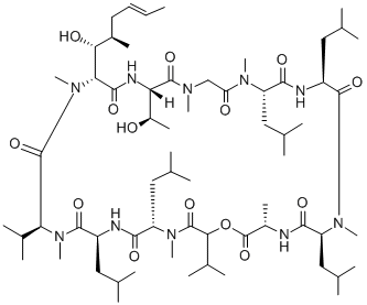 CAS#: 138240-77-4， 2-(3-Methyl-D-2-hydroxybutanoic acid)-4-L-leucine-7-L-threonine-10-L-leucinecyclosporin A