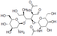 CAS#: 138430-53-2， N-[(2R,3R,4R,5S,6R)-2-[(2R,3R,4R,5R)-2-Acetamido-4-[(2S,3R,4R,5S,6R)-3-Amino-4,5-Dihydroxy-6-(Hydroxymethyl)Oxan-2-Yl]Oxy-5,6-Dihydroxy-1-Oxohexan-3-Yl]Oxy-4,5-Dihydroxy-6-(Hydroxymethyl)Oxan-3-Yl]Acetamide