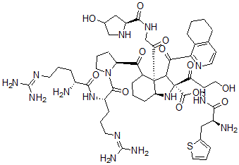 CAS#: 138680-92-9， Arginyl-(hydroxypropyl(3)-3-thienylalanyl(5)-1,2,3,4-tetrahydro-3-isoquinolinecarbonyl(7)-octahydro-1H-indole-2-carbonyl(8))-desarginyl(9)-Bradykinin