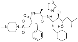 CAS#: 138742-43-5， (2S)-N-[1-[[(2S,3R,4S)-1-Cyclohexyl-3,4-Dihydroxy-6-Methylheptan-2-Yl]Amino]-1-Oxo-3-(1,3-Thiazol-4-Yl)Propan-2-Yl]-2-[(4-Methylpiperazin-1-Yl)Sulfonylmethyl]-3-Phenylpropanamide