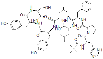 CAS#: 139890-66-7， N-[2-[[N-[1-[N-(2,2-Dimethyl-1-oxopropyl)-L-histidyl]-L-prolyl]-L-phenylalanyl]amino]-1-hydroxy-4-methylpentyl]-L-leucyl-L-tyrosyl-L-tyrosyl-L-Serinamide