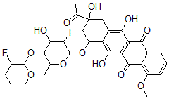 CAS#: 141291-21-6， 9-Acetyl-7-[3-Fluoro-5-(3-Fluorooxan-2-Yl)Oxy-4-Hydroxy-6-Methyloxan-2-Yl]Oxy-6,9,11-Trihydroxy-4-Methoxy-8,10-Dihydro-7H-Tetracene-5,12-Dione