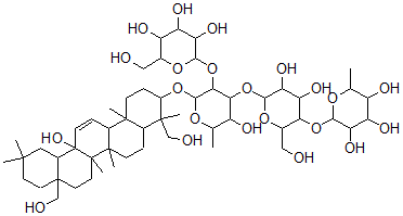 CAS#: 141544-47-0， 3-O-((alpha-L-Rhamnopyranosyl(1-4)-beta-D-glucopyranosyl(1-3))-(beta-D-glucopyranosyl(1-2))-beta-D-fucopyranosyl)-olea-11-ene-3,13,23,28-tetrol