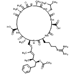 CAS#: 141663-36-7， (5R,8R,11R,15S,18S,19S,22R)-18-[(1E,3E,5S,6S)-6-Acetoxy-3,5-dimethyl-7-phenyl-1,3-heptadien-1-yl]-15-{4-[(diaminomethylene)amino]butyl}-8-isobutyl-1,5,19-trimethyl-2-methylene-3,6,9,13,16,20,25-heptaoxo-1,4,7,10,14,17,21-heptaazacyclopentacosane-11,22-dicarboxylic acid