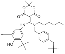 CAS#: 141993-70-6， 5-[[(3,5-Ditert-Butyl-4-Hydroxyphenyl)Amino]-[[4-(2,2-Dimethylpropyl)Phenyl]Methyl-Hexylamino]Methylidene]-2,2-Dimethyl-1,3-Dioxane-4,6-Dione