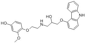 CAS#: 142227-49-4， 4-[2-[[3-(9H-Carbazol-4-Yloxy)-2-Hydroxypropyl]Amino]Ethoxy]-3-Methoxy-Phenol