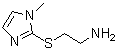 structure of CAS# 142313-55-1, 2-[(1-Methyl-1H-Imidazol-2-Yl)Sulfanyl]Ethanamine;2-(1-methylimidazol-2-ylthio)ethylamine;2-[(1-methyl-1H-imidazol-2-yl)thio]ethanamine;2-[(2-Aminoethyl)sulfanyl]-1-methyl-1H-imidazole