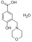 structure of CAS# 143269-99-2, 4-Hydroxy-3-(4-Morpholinylmethyl)-Benzoic Acid Hydrate (1:2);4-HYDROXY-3-(MORPHOLINOMETHYL)BENZOIC AC ID HYDRATE, TECH., 90%;4-HYDROXY-3-(MORPHOLINOMETHYL)BENZOIC ACID HYDRATE;4-Hydroxy-3-(Morpholinomethyl)Benzoic Acid Hydrat