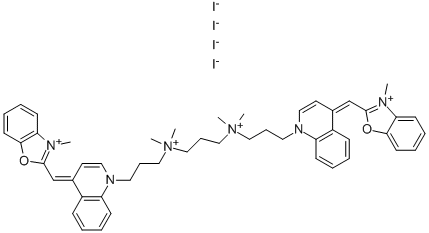 CAS#: 143413-85-8， 3-[Dimethyl-[3-[4-[(E)-(3-Methyl-1,3-Benzoxazol-2-Ylidene)Methyl]Quinolin-1-Ium-1-Yl]Propyl]Azaniumyl]Propyl-Dimethyl-[3-[4-[(E)-(3-Methyl-1,3-Benzoxazol-2-Ylidene)Methyl]Quinolin-1-Ium-1-Yl]Propyl]Azanium Tetraiodide