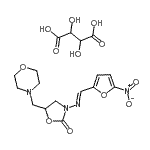 结构式 CAS# 14343-71-6, 5-(4-吗啉基甲基)-3-{(E)-[(5-硝基-2-呋喃基)亚甲基]氨基}-1,3-恶唑烷-2-酮2,3-二羟基琥珀酸盐(1:1)