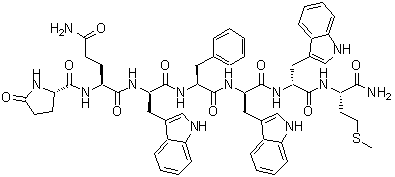 结构式 CAS# 143675-79-0, 5-氧代-L-脯氨酰-L-谷氨酰胺酰-D-色氨酰-L-苯丙氨酰-D-色氨酰-D-色氨酰-L-蛋氨酰胺