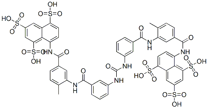 结构式 CAS# 145-63-1, 8-[[4-甲基-3-[[3-[[3-[[2-甲基-5-[(4,6,8-三磺基萘-1-基)氨基甲酰]苯基]氨基甲酰]苯基]氨基甲酰氨基]苯甲酰基]氨基]苯甲酰基]氨基]萘-1,3,5-三磺酸