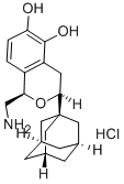 structure of CAS# 145307-34-2, (1R)-3-(1-Adamantyl)-1-(Aminomethyl)Isochroman-5,6-Diol Hydrochloride;1H-2-Benzopyran-5,6-Diol, 1-(Aminomethyl)-3,4-Dihydro-3-Tricyclo(3.3.1.1(3,7))Dec-1-Yl-, Hydrochloride, (1R-Cis)-;3-(1'-Adamantyl)-1-Aminomethyl-3,4-Dihydro-5,6-Dihydroxy-1H-2-Benzopyran Hydrochloride;A 77636