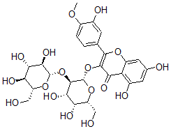 CAS#: 145937-28-6， 3-[(2S,3R,4S,5R,6R)-4,5-Dihydroxy-6-(Hydroxymethyl)-3-[(2S,3R,4S,5S,6R)-3,4,5-Trihydroxy-6-(Hydroxymethyl)Oxan-2-Yl]Oxyoxan-2-Yl]Oxy-5,7-Dihydroxy-2-(3-Hydroxy-4-Methoxyphenyl)Chromen-4-One