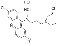 结构式 CAS# 146-59-8, N-(2-氯乙基)-N'-(6-氯-2-甲氧基吖啶-9-基)-N-乙基丙烷-1,3-二胺二盐酸盐