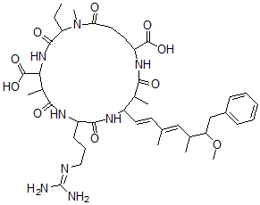 CAS#: 146109-35-5， 9-[3-(Diaminomethylideneamino)Propyl]-2-Ethyl-12-[(1E,3E)-6-Methoxy-3,5-Dimethyl-7-Phenylhepta-1,3-Dienyl]-1,6,13-Trimethyl-3,7,10,14,19-Pentaoxo-1,4,8,11,15-Pentazacyclononadecane-5,16-Dicarboxylic Acid