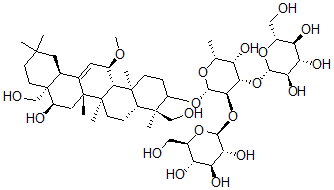 CAS#: 146519-04-2， (3beta,4alpha,11alpha,16alpha)-16,23,28-Trihydroxy-11-methoxyolean-12-en-3-yl O-beta-D-glucopyranosyl-(1-2)-O-(beta-D-glucopyranosyl-(1-3))-6-deoxy-beta-D-Galactopyranoside