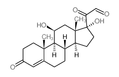structure of CAS# 14760-49-7, 21-Dehydrocortisol;2-[(8S,9S,10R,11S,13S,14S,17R)-11,17-Dihydroxy-10,13-Dimethyl-3-Oxo-2,6,7,8,9,11,12,14,15,16-Decahydro-1H-Cyclopenta[A]Phenanthren-17-Yl]-2-Oxo-Acetaldehyde;2-[(8S,9S,10R,11S,13S,14S,17R)-11,17-Dihydroxy-3-Keto-10,13-Dimethyl-2,6,7,8,9,11,12,14,15,16-Decahydro-1H-Cyclopenta[A]Phenanthren-17-Yl]-2-Keto-Acetaldehyde;2-[(8S,9S,10R,11S,13S,14S,17R)-11,17-Dihydroxy-10,13-Dimethyl-3-Oxo-2,6,7,8,9,11,12,14,15,16-Decahydro-1H-Cyclopenta[A]Phenanthren-17-Yl]-2-Oxo-Ethanal