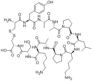 CAS#: 147819-32-7， L-cysteinyl-L-tyrosyl-L-alanyl-L-alanyl-L-prolyl-L-leucyl-L-lysyl-L-prolyl-L-alanyl-L-lysyl-L-seryl-L-Cysteine cyclic (1-12)-disulfide