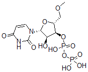 CAS 登录号：148253-83-2， [(2R,3S,4R,5R)-5-(2,4-二氧代嘧啶-1-基)-4-羟基-2-(甲氧基甲基)四氢呋喃-3-基]膦酰氢磷酸酯